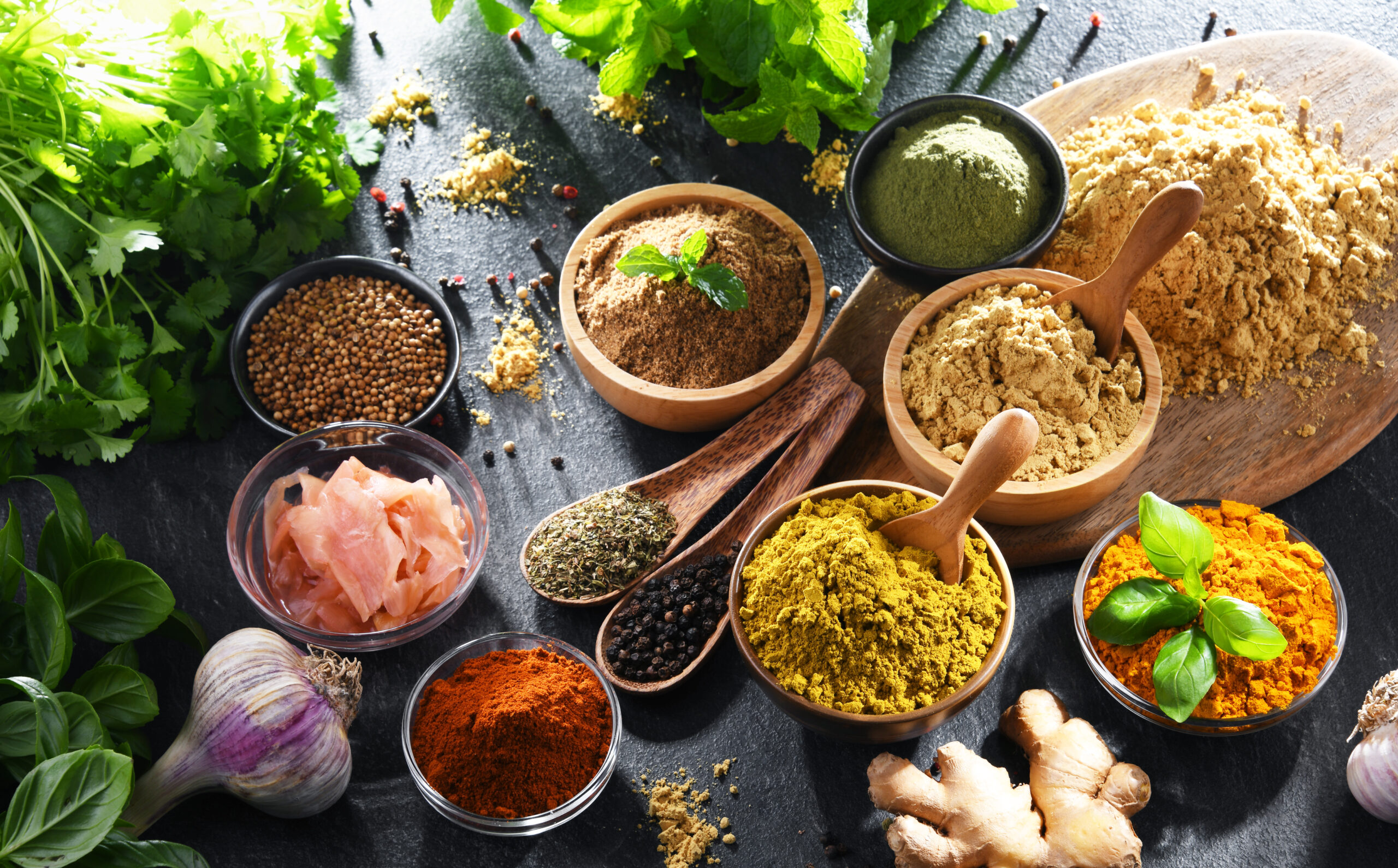 composition with assortment of spices and herbs