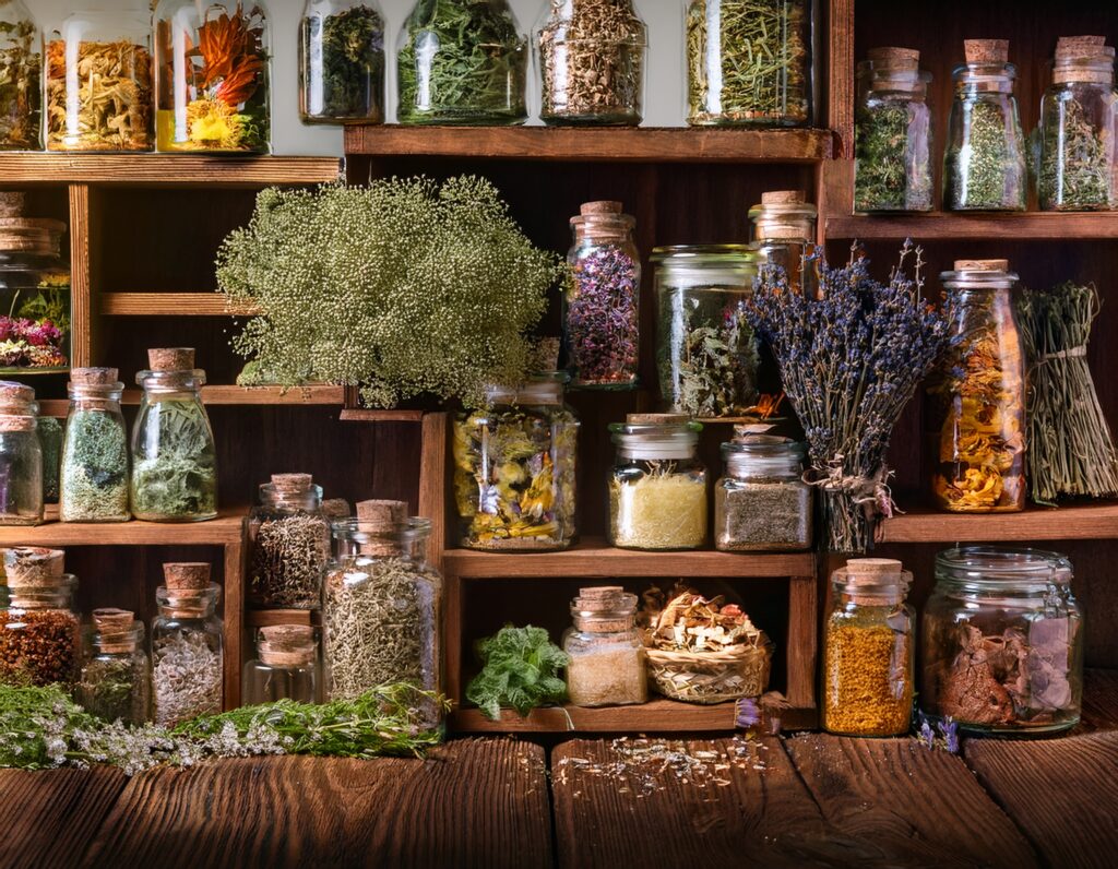 firefly generate an image of dried herbs, natural organic herbal 217485