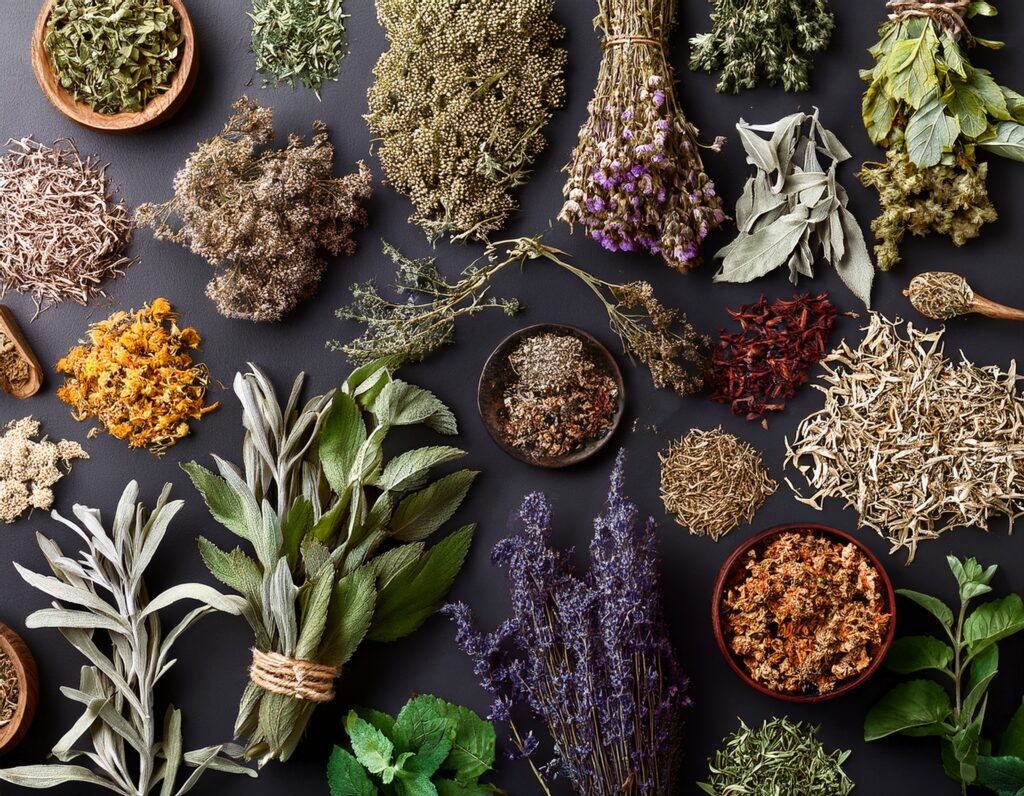 firefly generate an image of dried herbs, natural organic herbal 498550